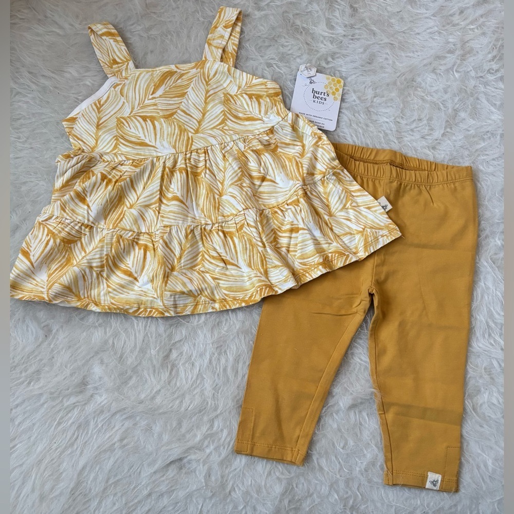 Burt's Bees Toddler Yellow Leaf Print Matching Set